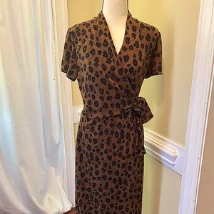 Vintage Virgo Gold Threaded Animal Print Dress Size 8